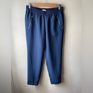 J CREW Factory Sydney Pull On Jogger Pants Size 2 Navy Blue Zip Pockets